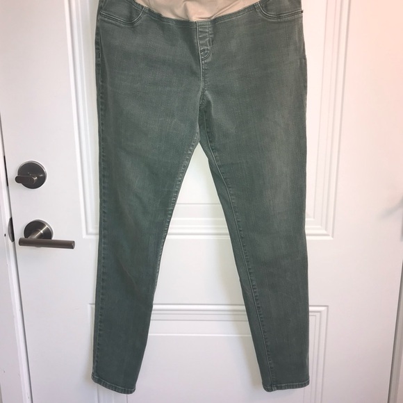 🔴 4/$15 Isabel Maternity Target 🎯 Brand green denim skinny jeans size 8 in EUC - Picture 5 of 9